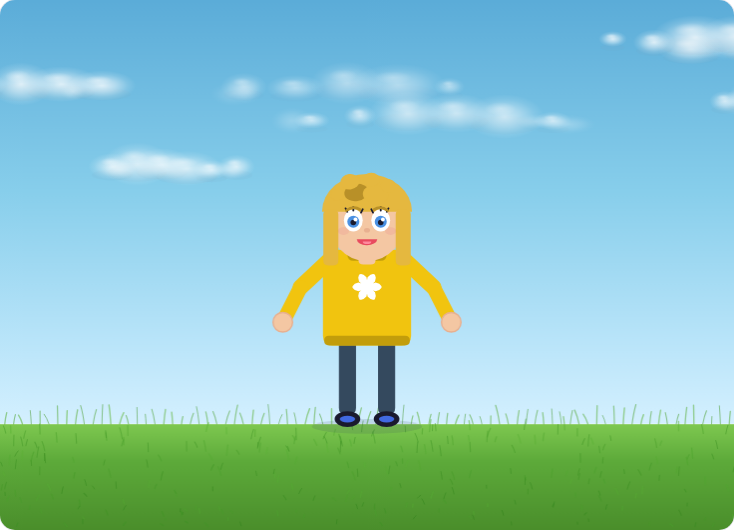 Interactive character for learning body awareness - drag the hands to move the arms