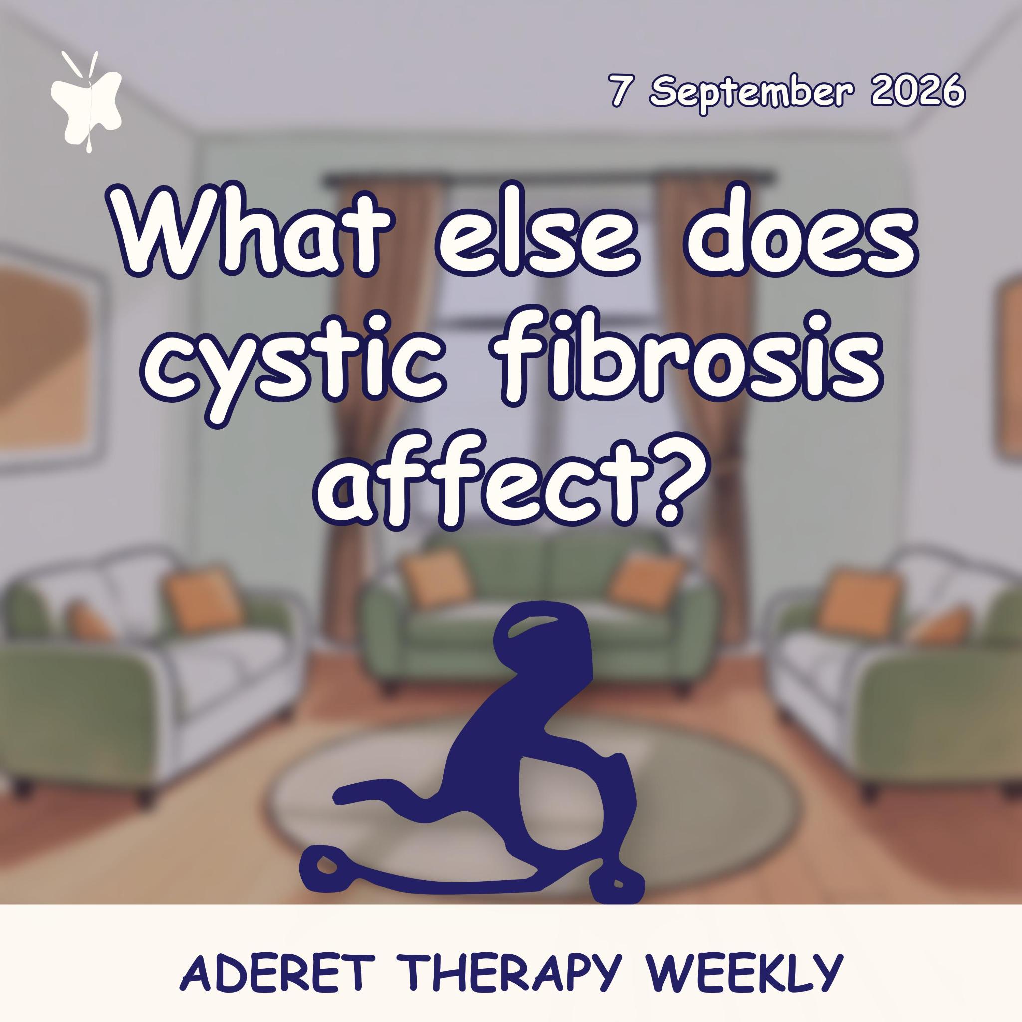Aderet Therapy Weekly podcast cover: silhouette of a child on a ride-on toy in a blurred lounge room with green sofas, 7 September 2026